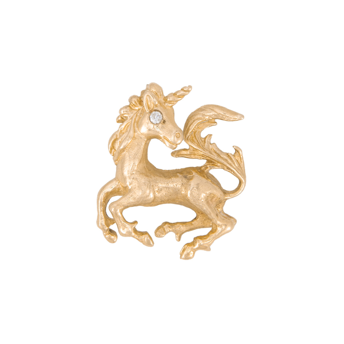Dije Motivo Unicornio en Oro Amarillo de 14k con Diamante