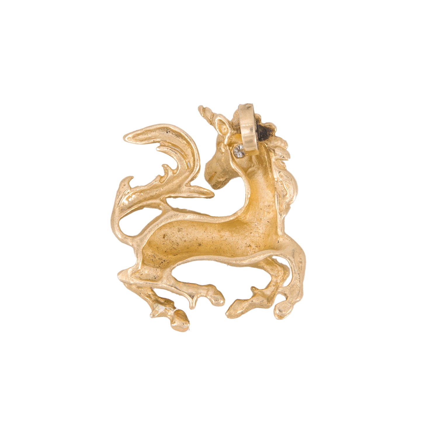 Dije Motivo Unicornio en Oro Amarillo de 14k con Diamante