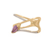 Anillo Diseño Bandas Cruzadas con Amatista y Diamantes