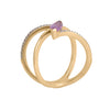 Anillo Diseño Bandas Cruzadas con Amatista y Diamantes