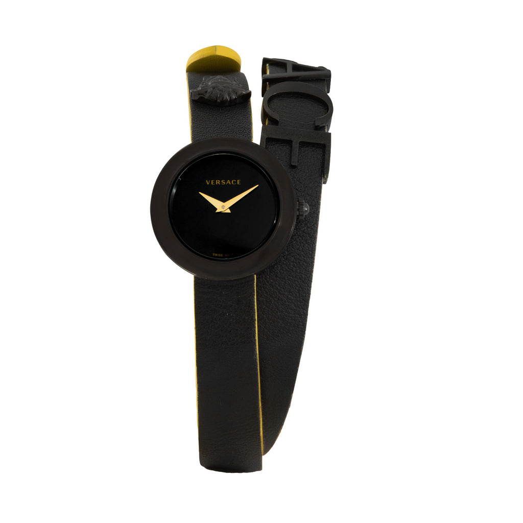 Versace Acero y Piel 28mm