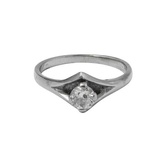 Anillo solitario en oro blanco diseño especial