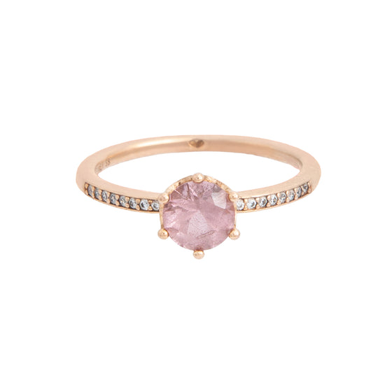 Anillo Corona Brillante Rosa Recubrimiento en Oro Rosa de 14k