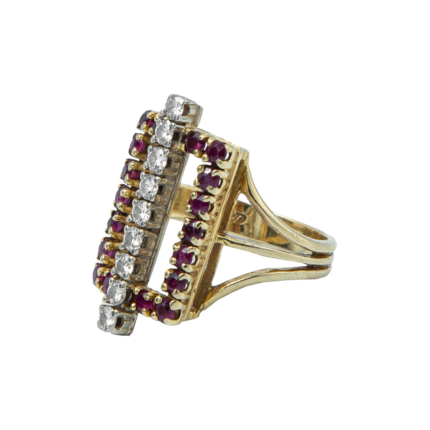 Anillo diseño rectangular 18k