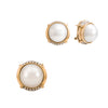 Juego de Aretes y Anillo en Oro Amarillo de 14k con Perlas y Diamantes