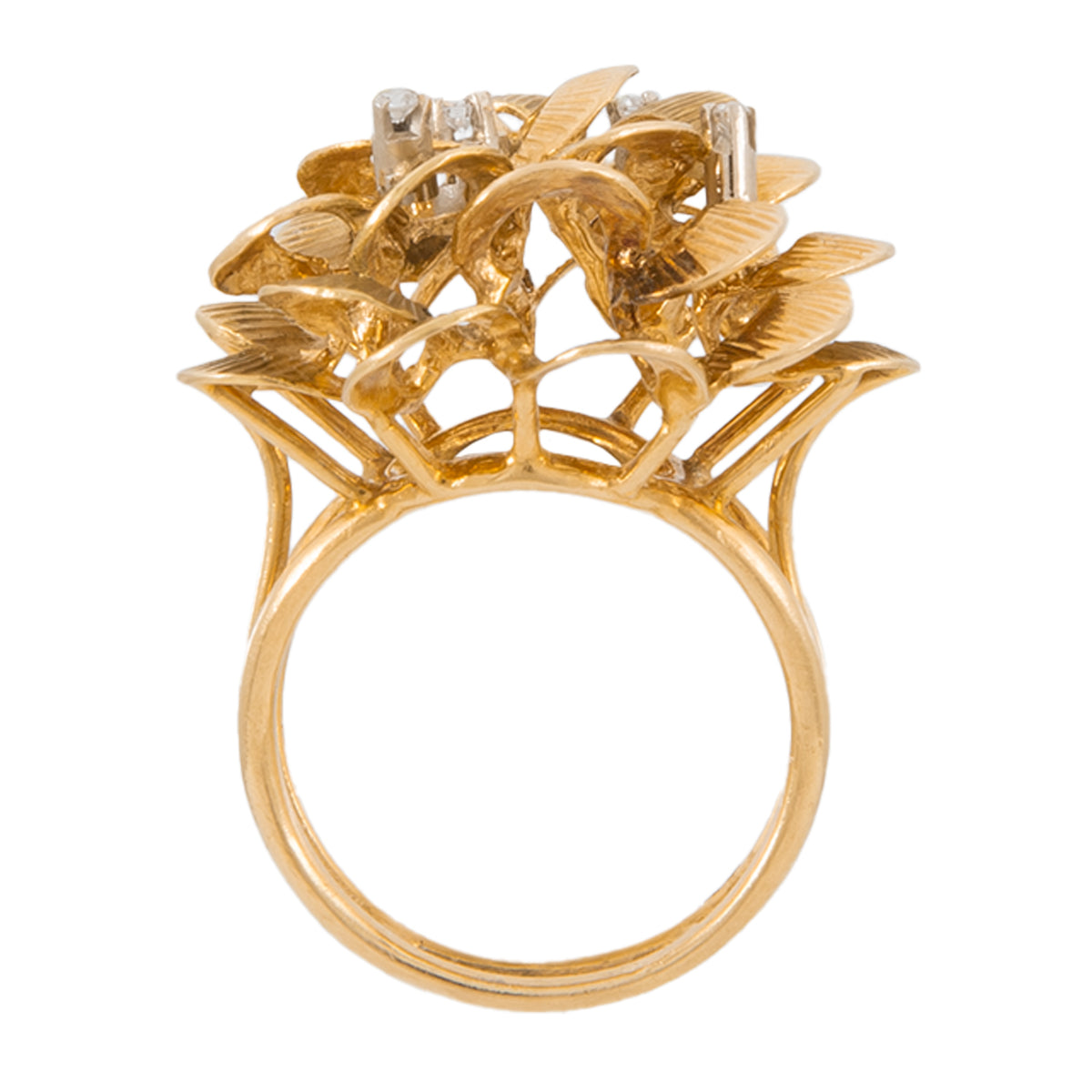 Anillo Diseño Flor en Oro Amarillo 18K con Diamantes
