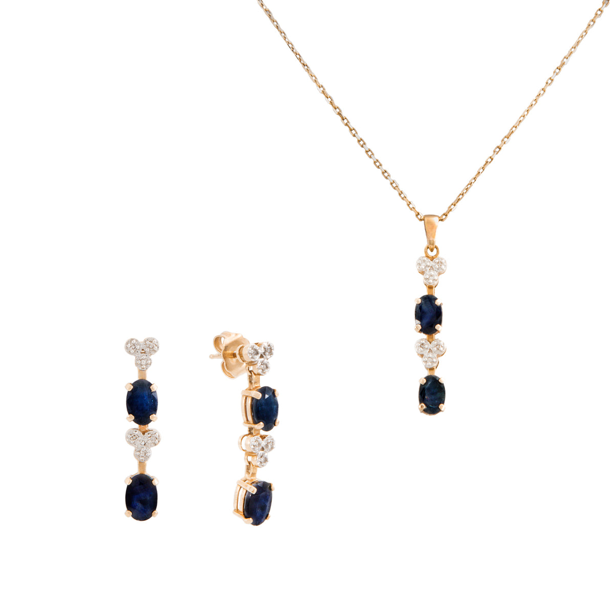 Juego de Joyeria Aretes y Gargantilla con Zafíros