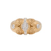 Juego de Aretes y Anillo Diseño Olas en Oro de Dos Tonos 14K