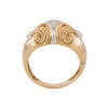 Juego de Aretes y Anillo Diseño Olas en Oro de Dos Tonos 14K