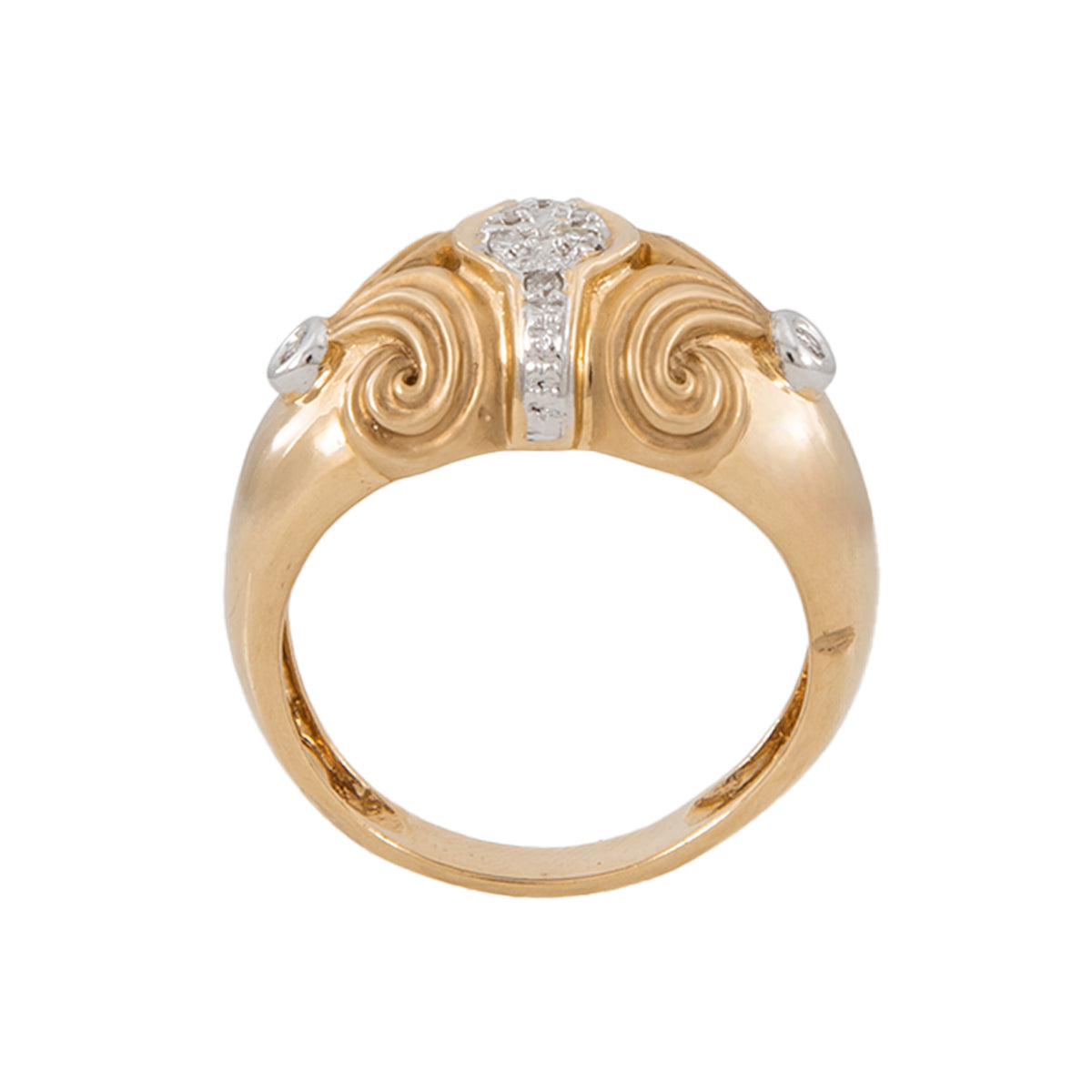 Juego de Aretes y Anillo Diseño Olas en Oro de Dos Tonos 14K