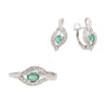 Juego de Aretes y Anillo con Esmeraldas y Chispas de Diamante