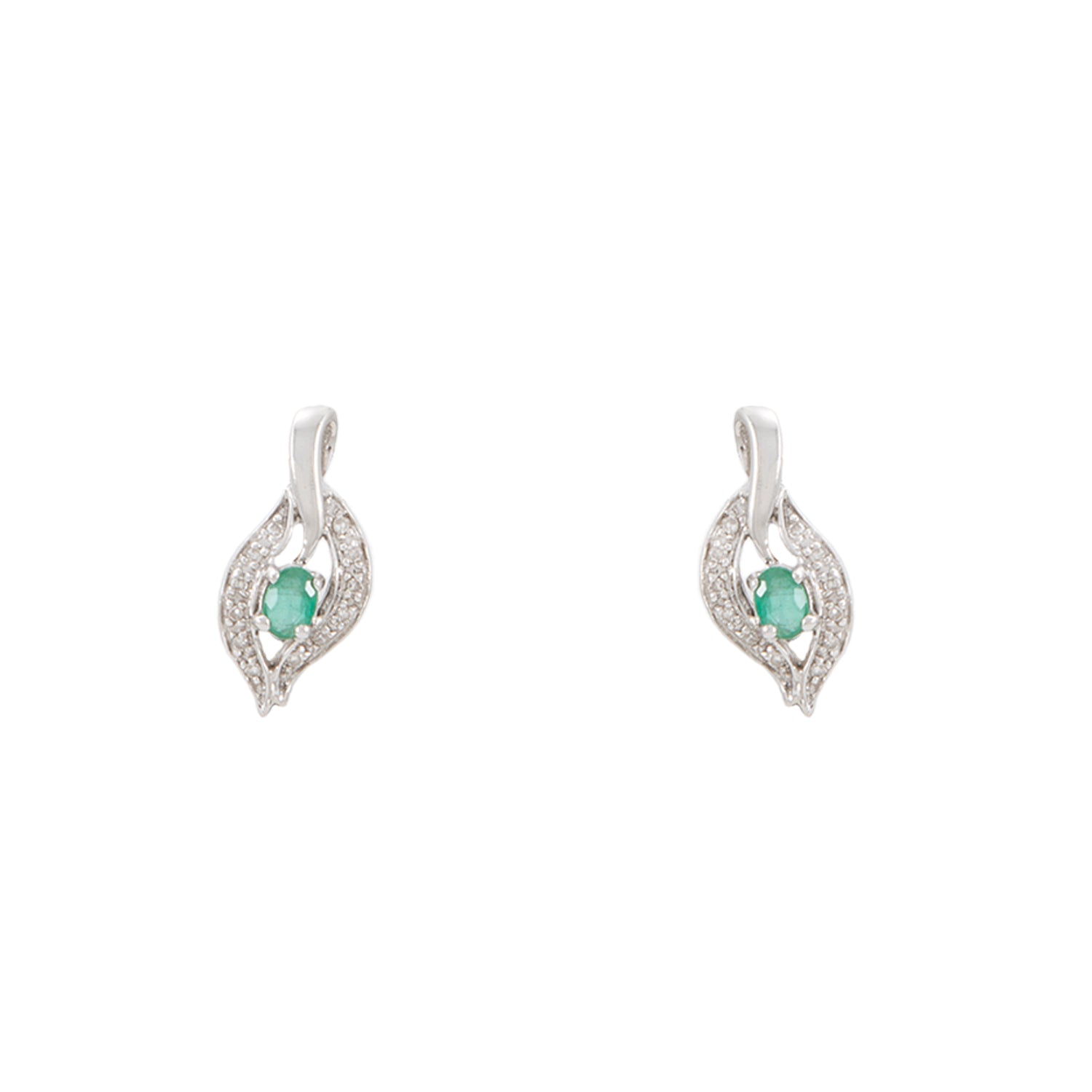 Juego de Aretes y Anillo con Esmeraldas y Chispas de Diamante