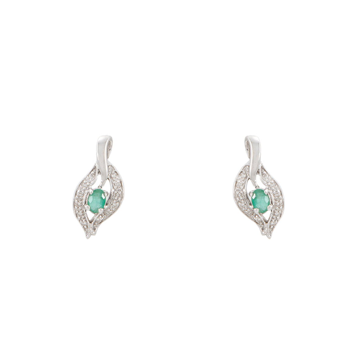 Juego de Aretes y Anillo con Esmeraldas y Chispas de Diamante
