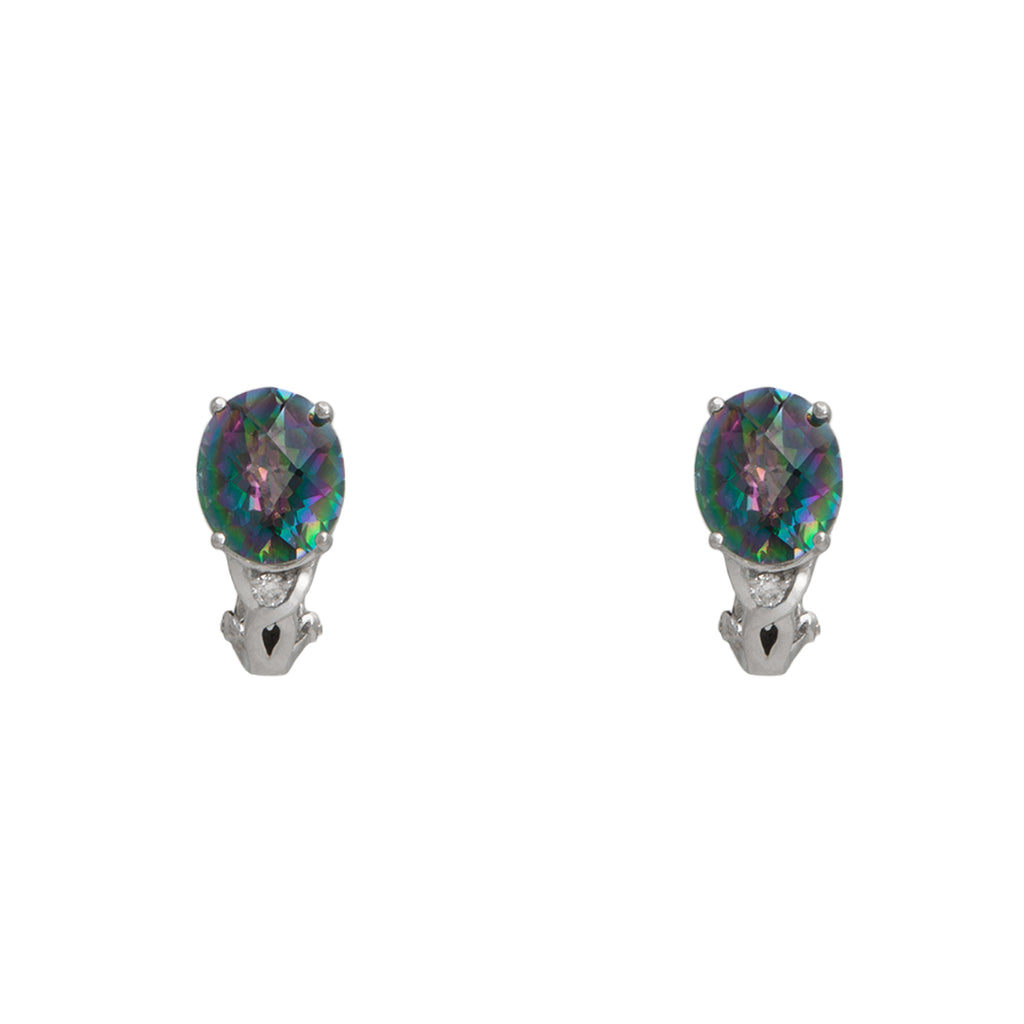 Juego de Aretes y Dije con Diamantes y Topacios Místicos