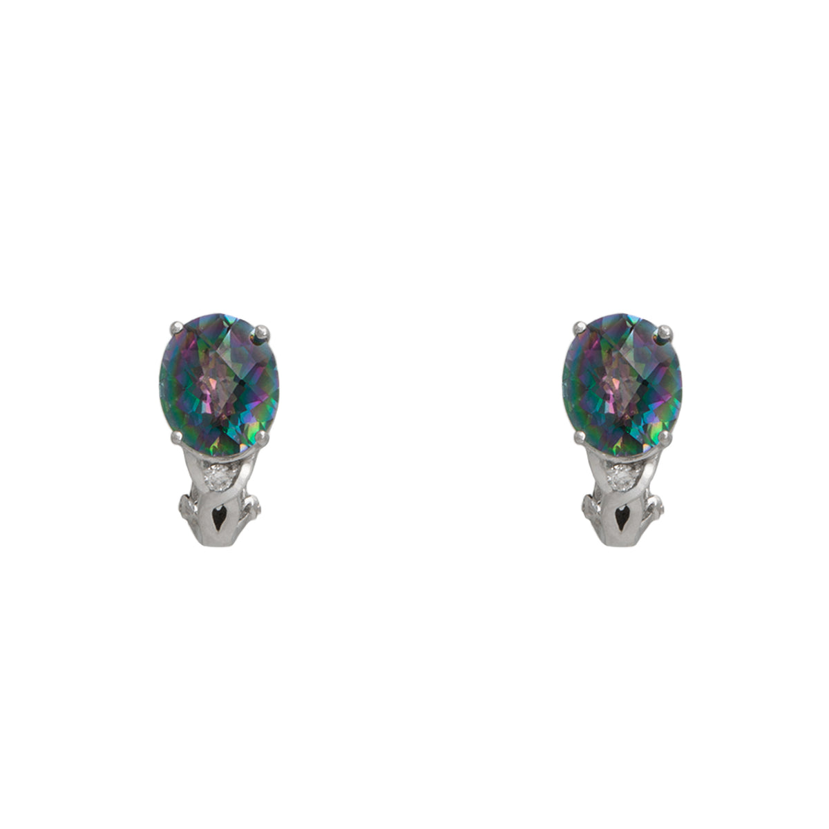 Juego de Aretes y Dije con Diamantes y Topacios Místicos