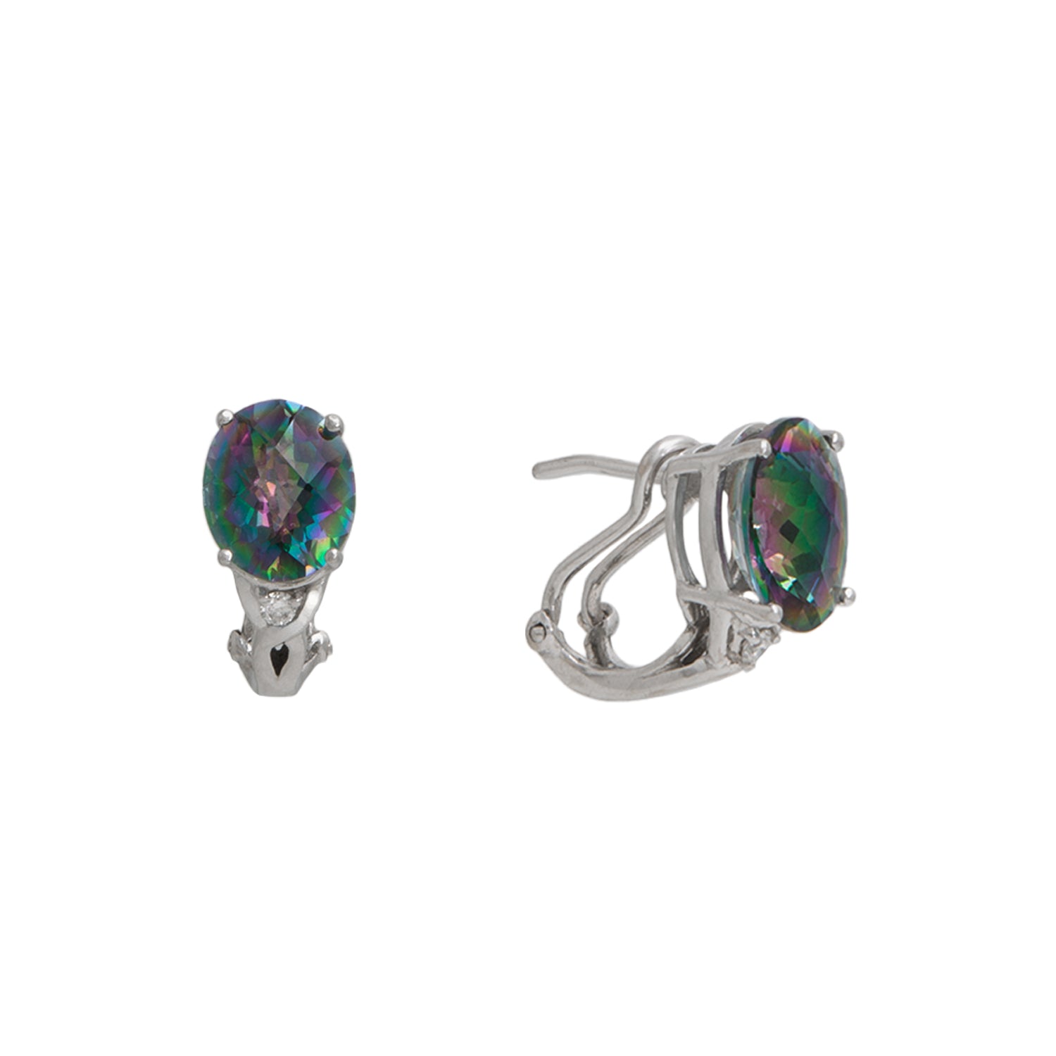 Juego de Aretes y Dije con Diamantes y Topacios Místicos