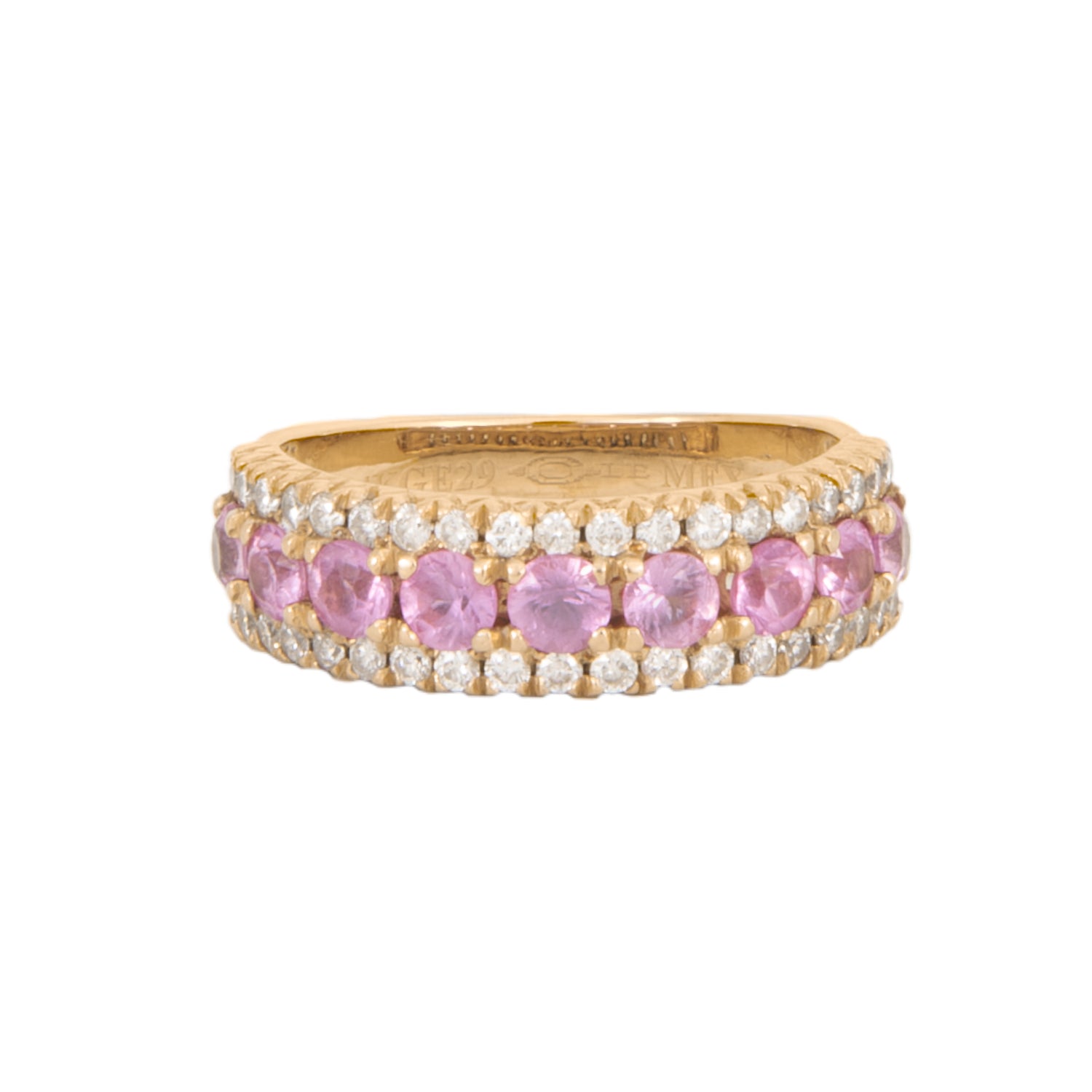 Churumbela en Oro Amarillo de 14K con Diamantes y Zafiros Rosas