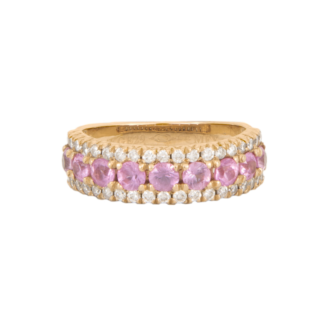 Churumbela en Oro Amarillo de 14K con Diamantes y Zafiros Rosas