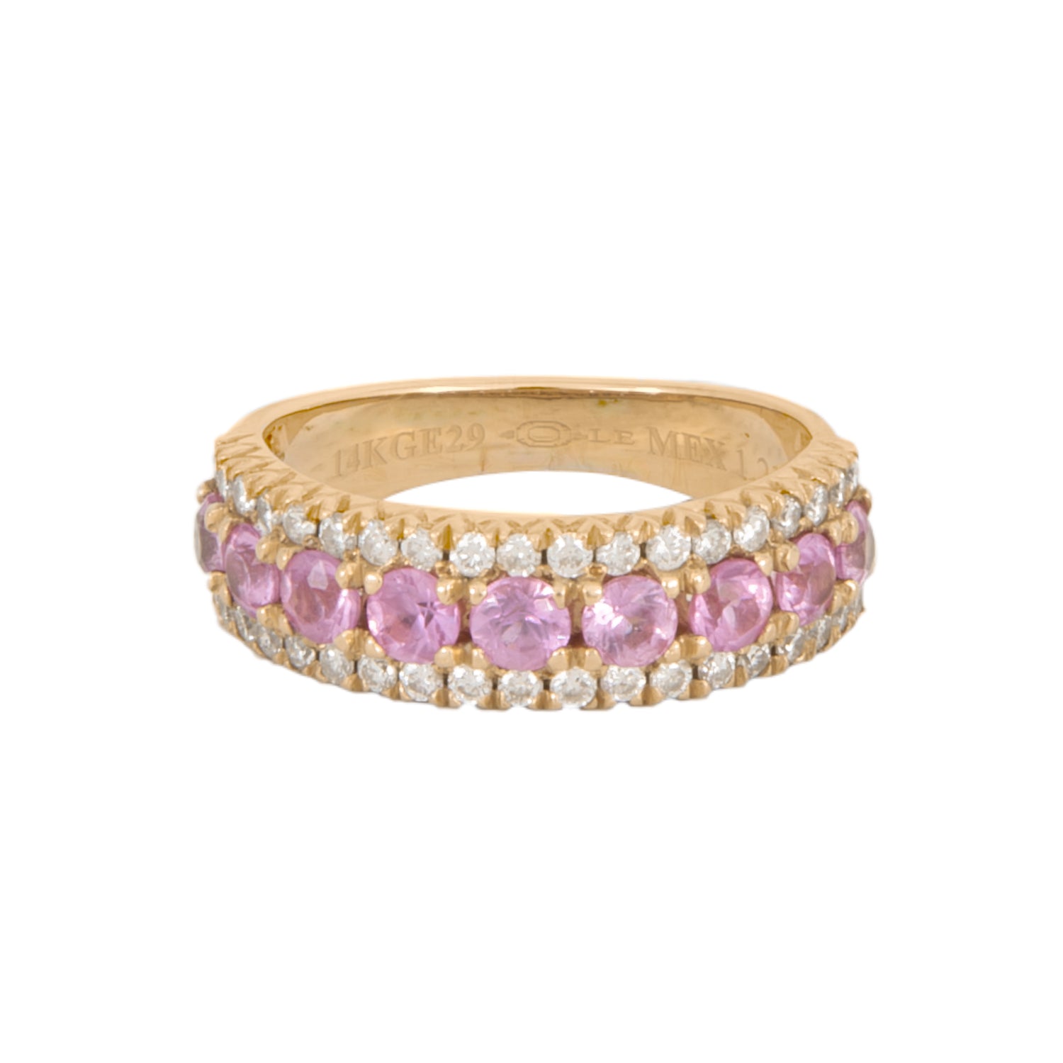 Churumbela en Oro Amarillo de 14K con Diamantes y Zafiros Rosas