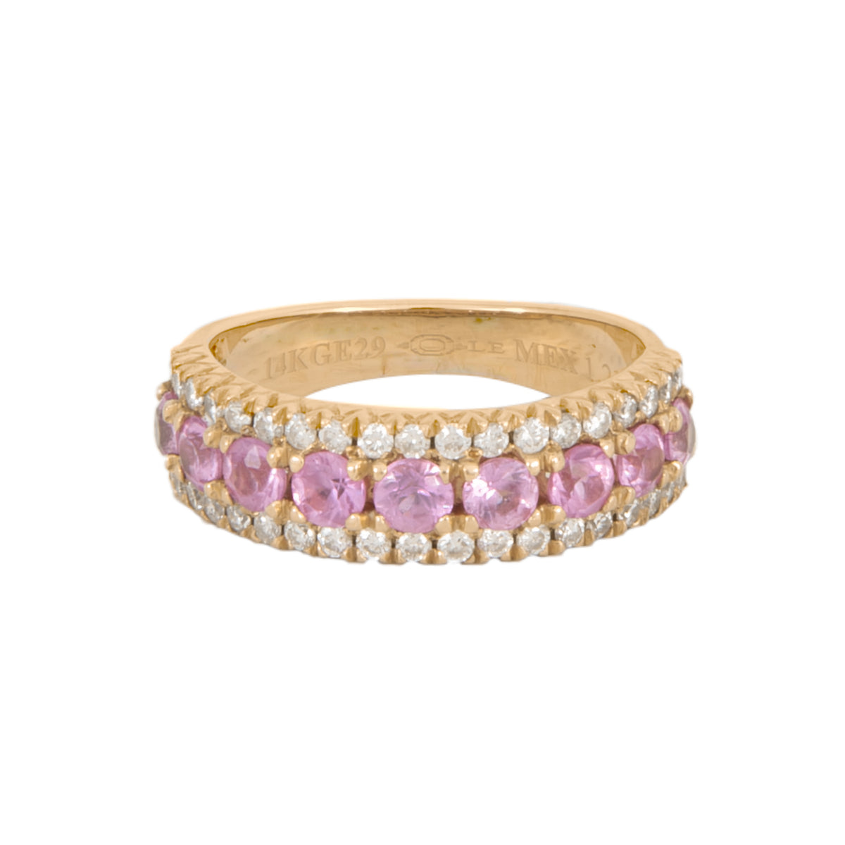 Churumbela en Oro Amarillo de 14K con Diamantes y Zafiros Rosas