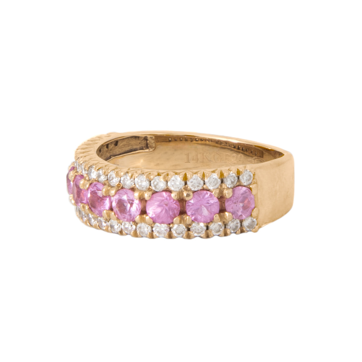 Churumbela en Oro Amarillo de 14K con Diamantes y Zafiros Rosas