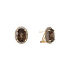 Aretes Ovalados con Topacio Café y Diamantes