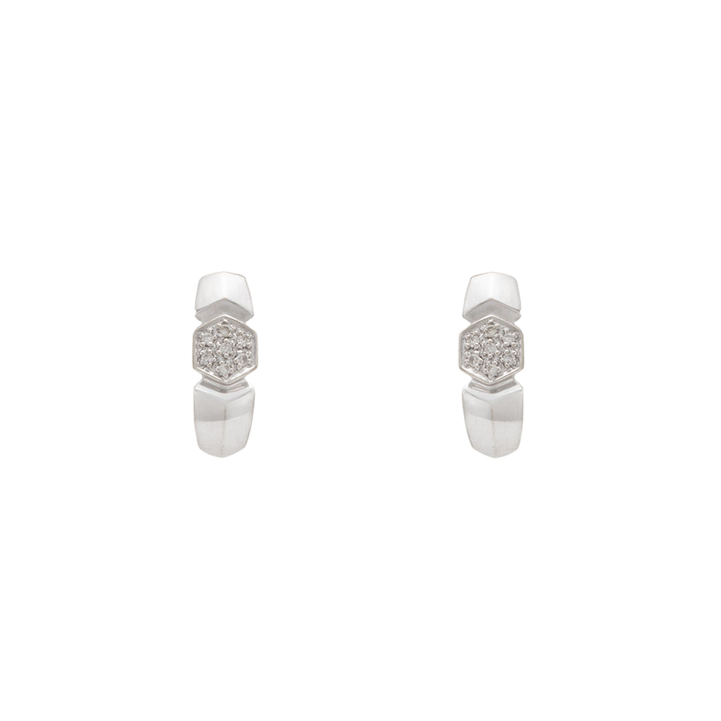 Aretes de Oro Blanco 14K con Diamantes
