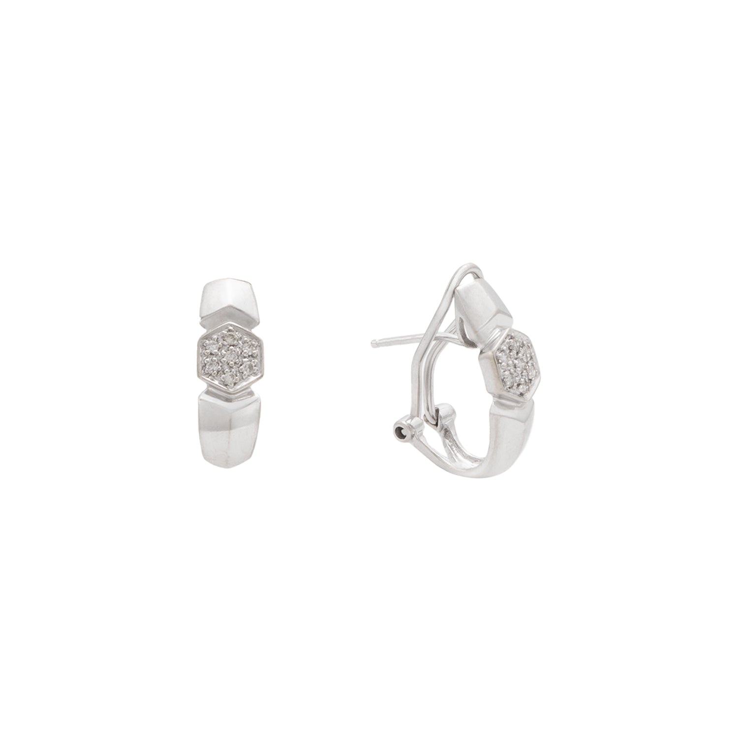 Aretes de Oro Blanco 14K con Diamantes