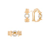 Juego de Aretes y Anillo de Diseño Estriado en Oro Dos 14k