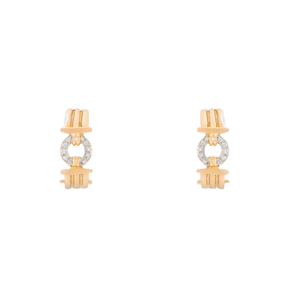 Juego de Aretes y Anillo de Diseño Estriado en Oro Dos 14k
