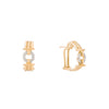 Juego de Aretes y Anillo de Diseño Estriado en Oro Dos 14k