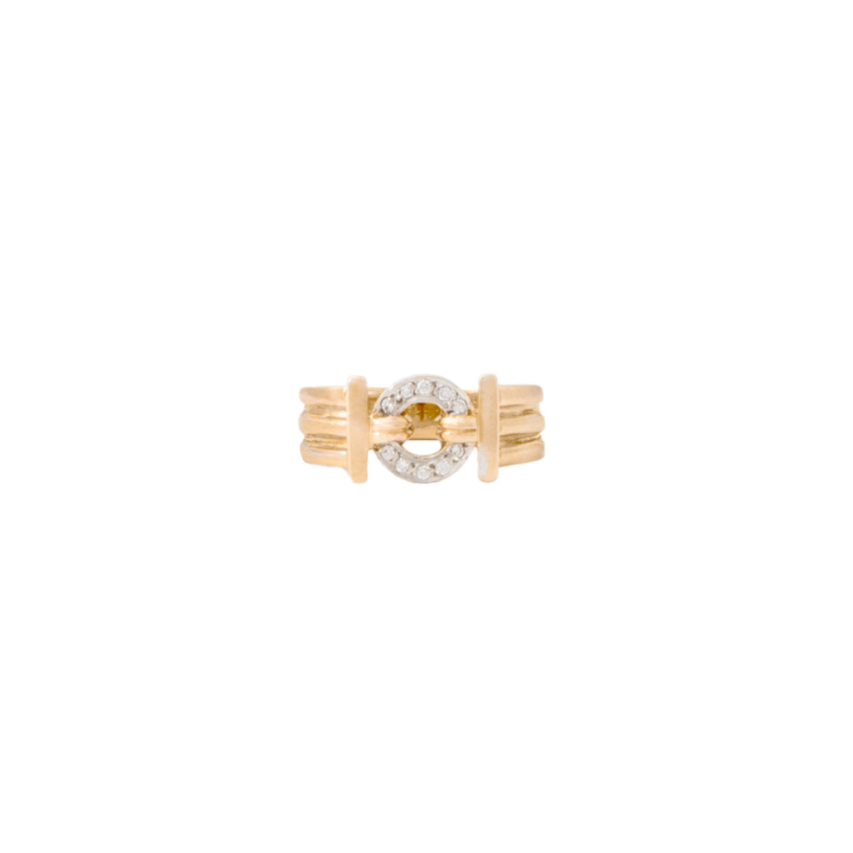 Juego de Aretes y Anillo de Diseño Estriado en Oro Dos 14k