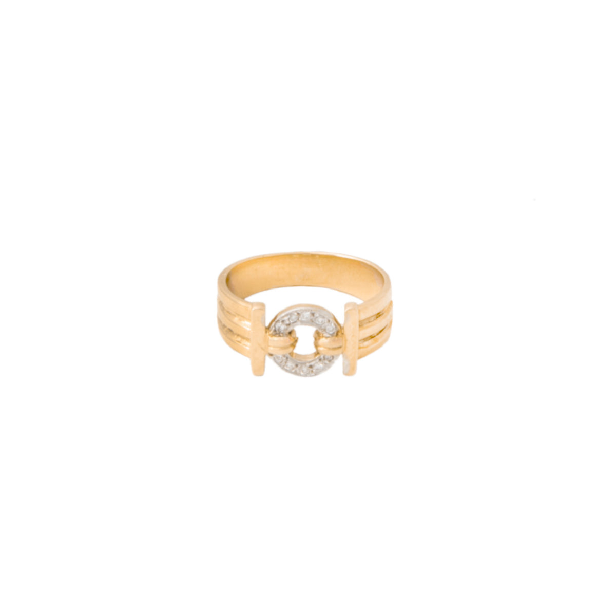 Juego de Aretes y Anillo de Diseño Estriado en Oro Dos 14k