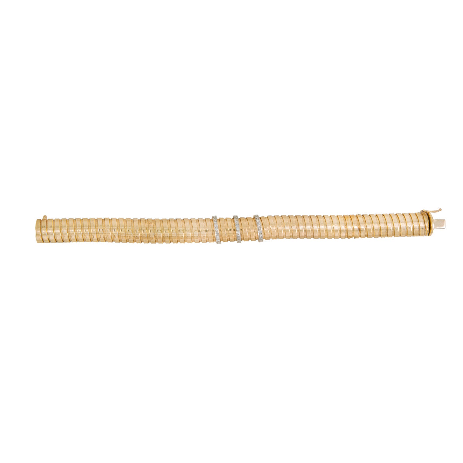 Pulsera Tipo Tubo Elástica en Oro Amarillo 14K con Diamantes