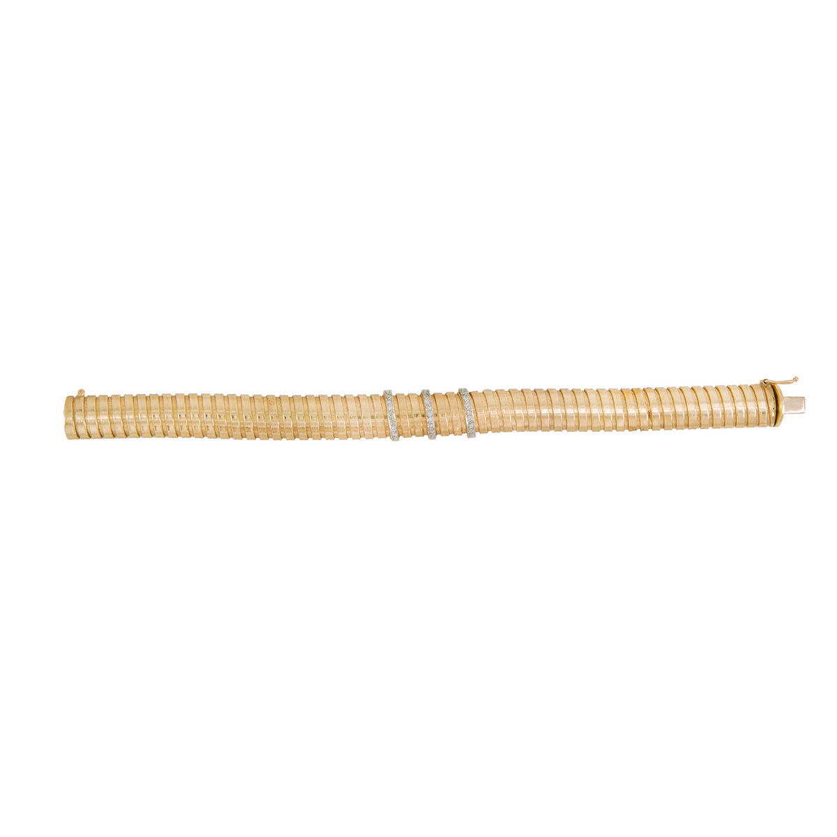 Pulsera Tipo Tubo Elástica en Oro Amarillo 14K con Diamantes