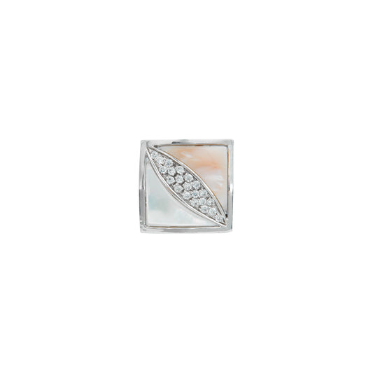 Anillo Diseño Cuadrado en oro blanco 14k
