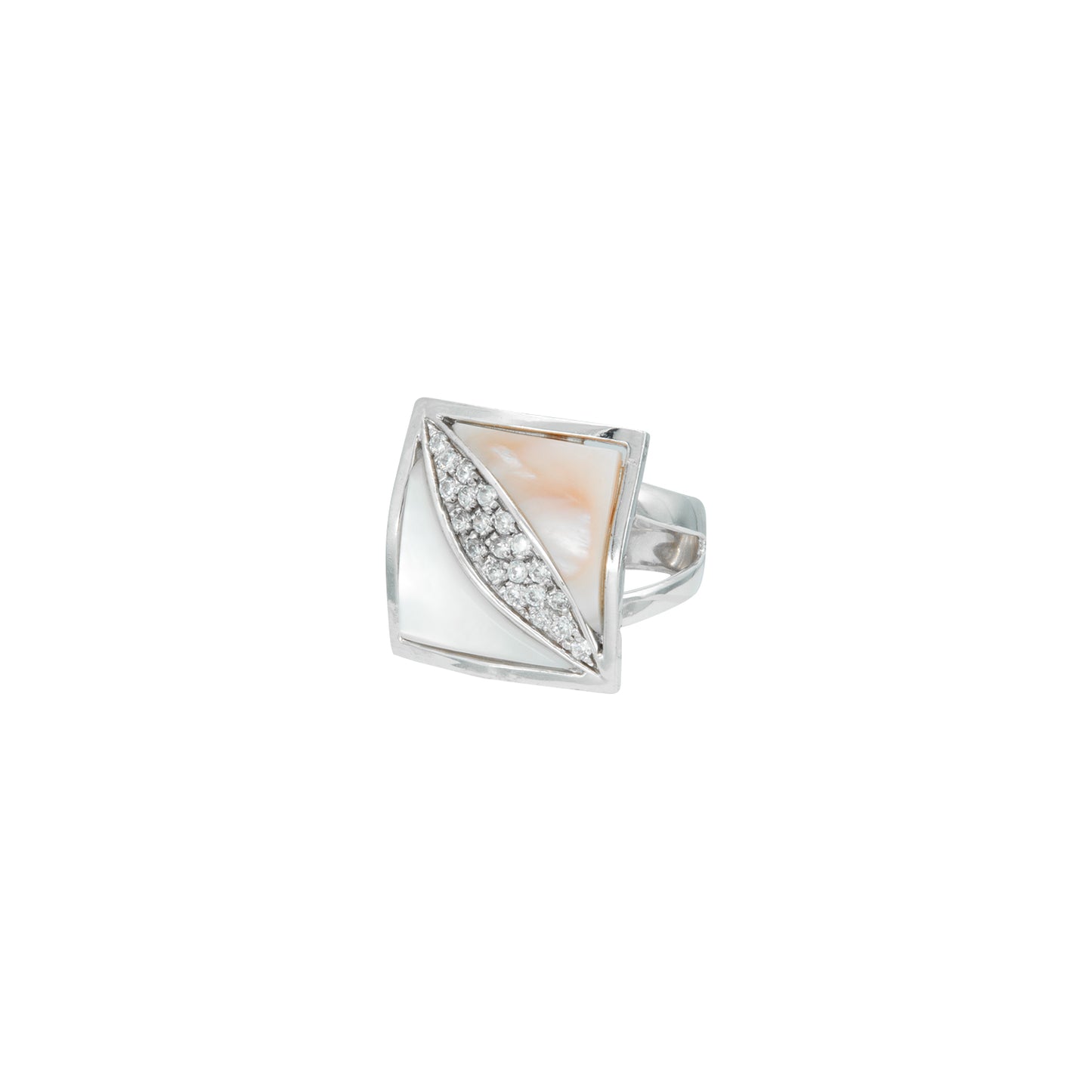 Anillo Diseño Cuadrado en oro blanco 14k