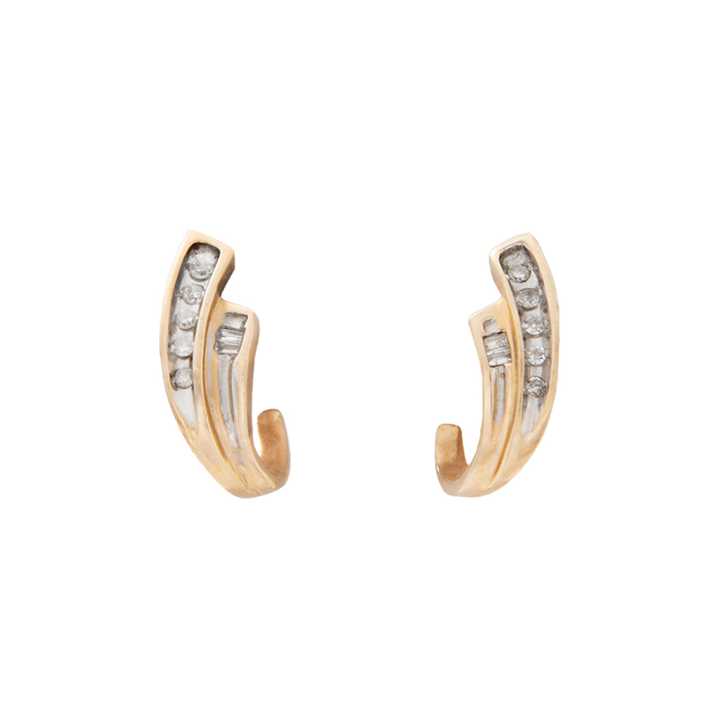 Aretes Curvos en Oro Dos Tonos 10K