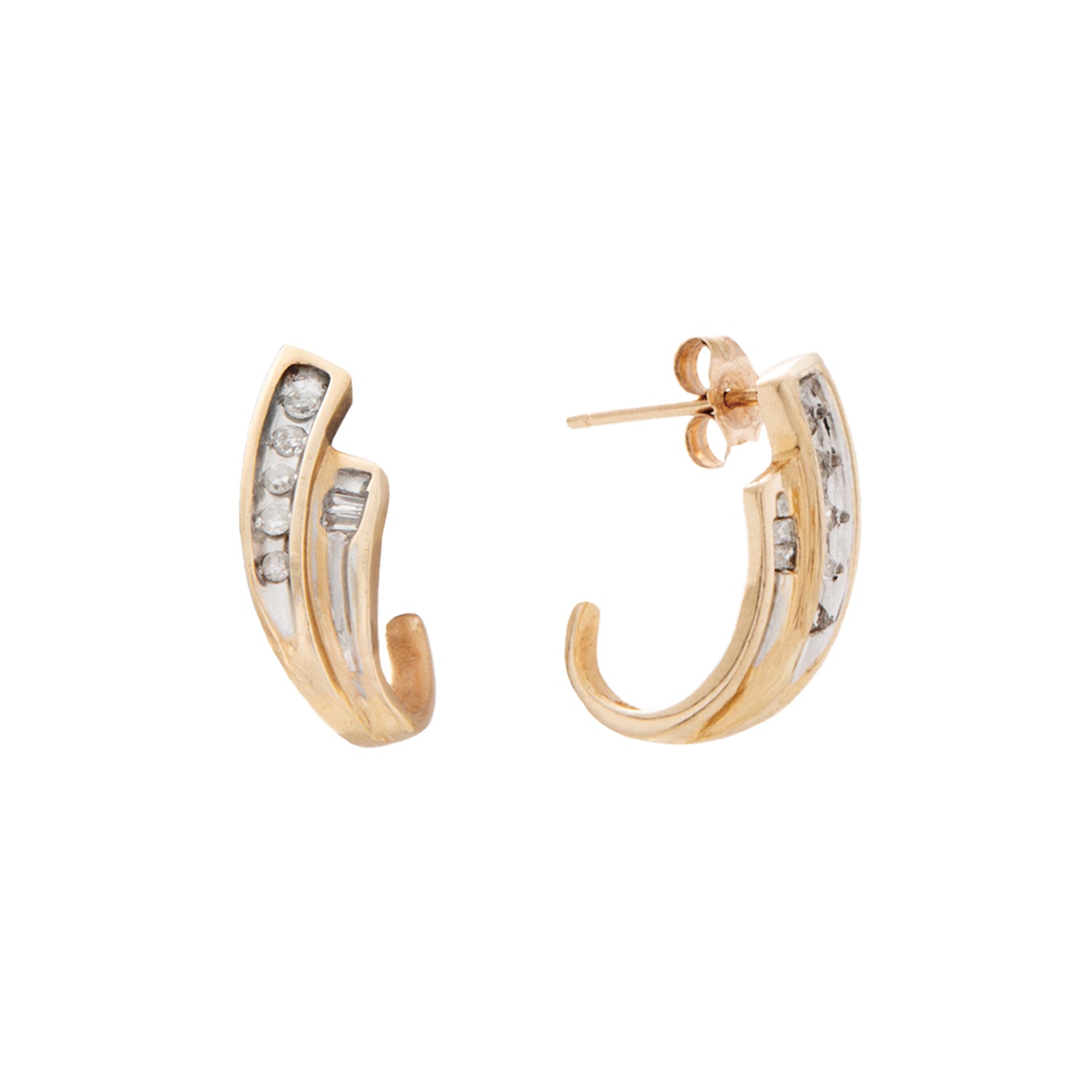 Aretes Curvos en Oro Dos Tonos 10K