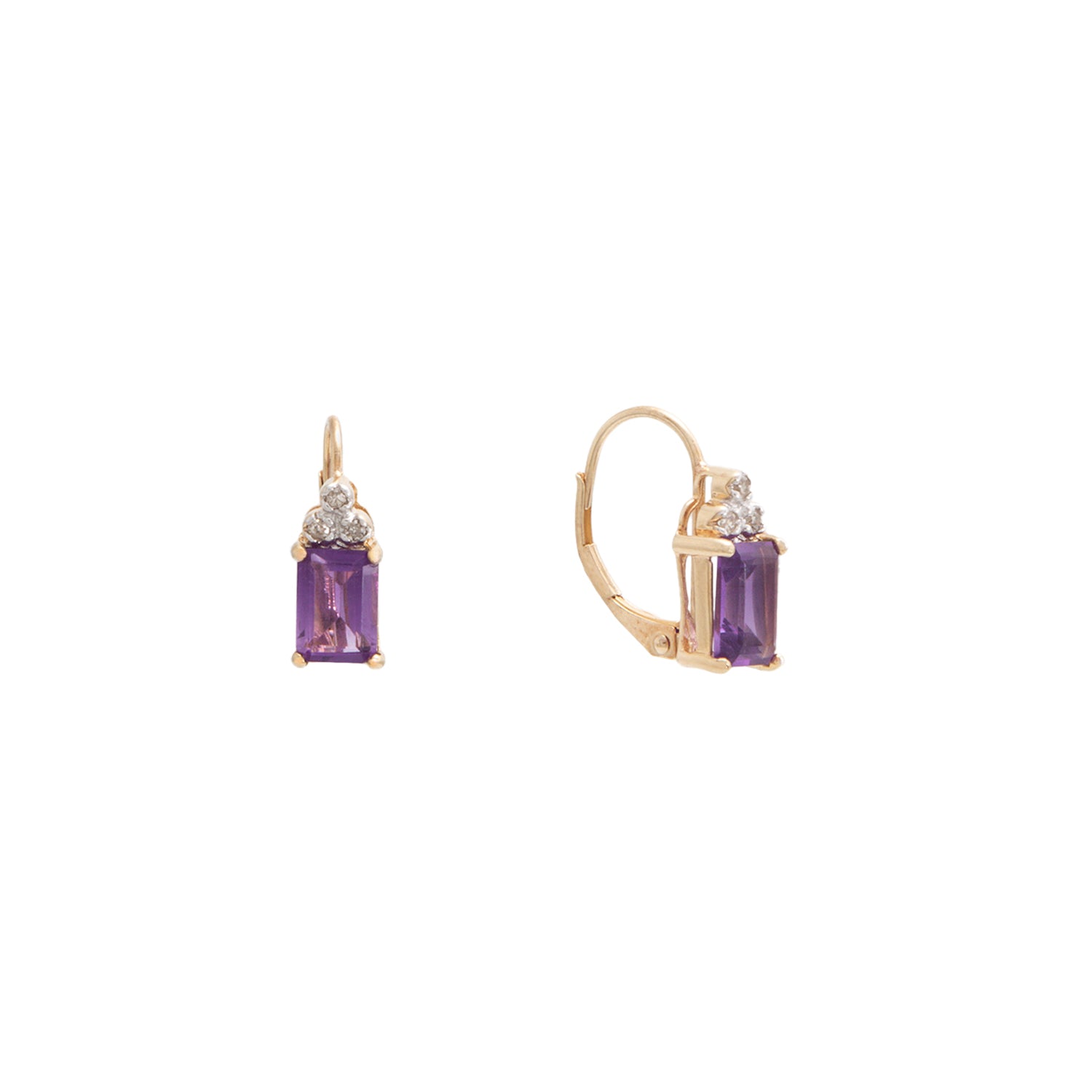 Aretes con Amatistas y Diamantes