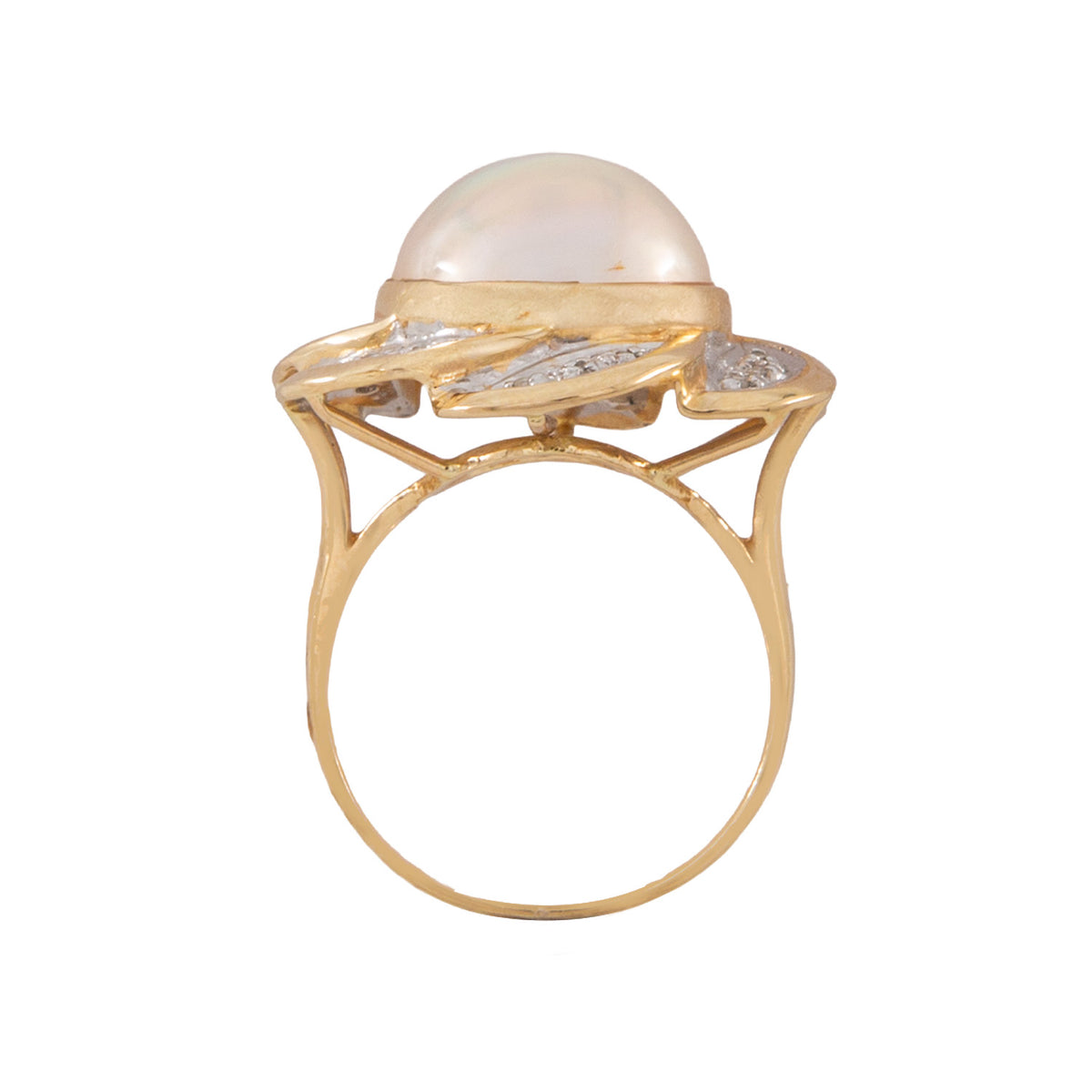 Juego de Aretes y Anillo Diseño Flor 14K con Diamantes