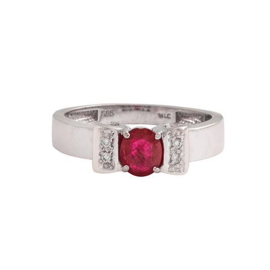 Anillo Solitario con Piedra Roja