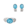 Juego de Anillo y Aretes Piedra Topacio Celeste