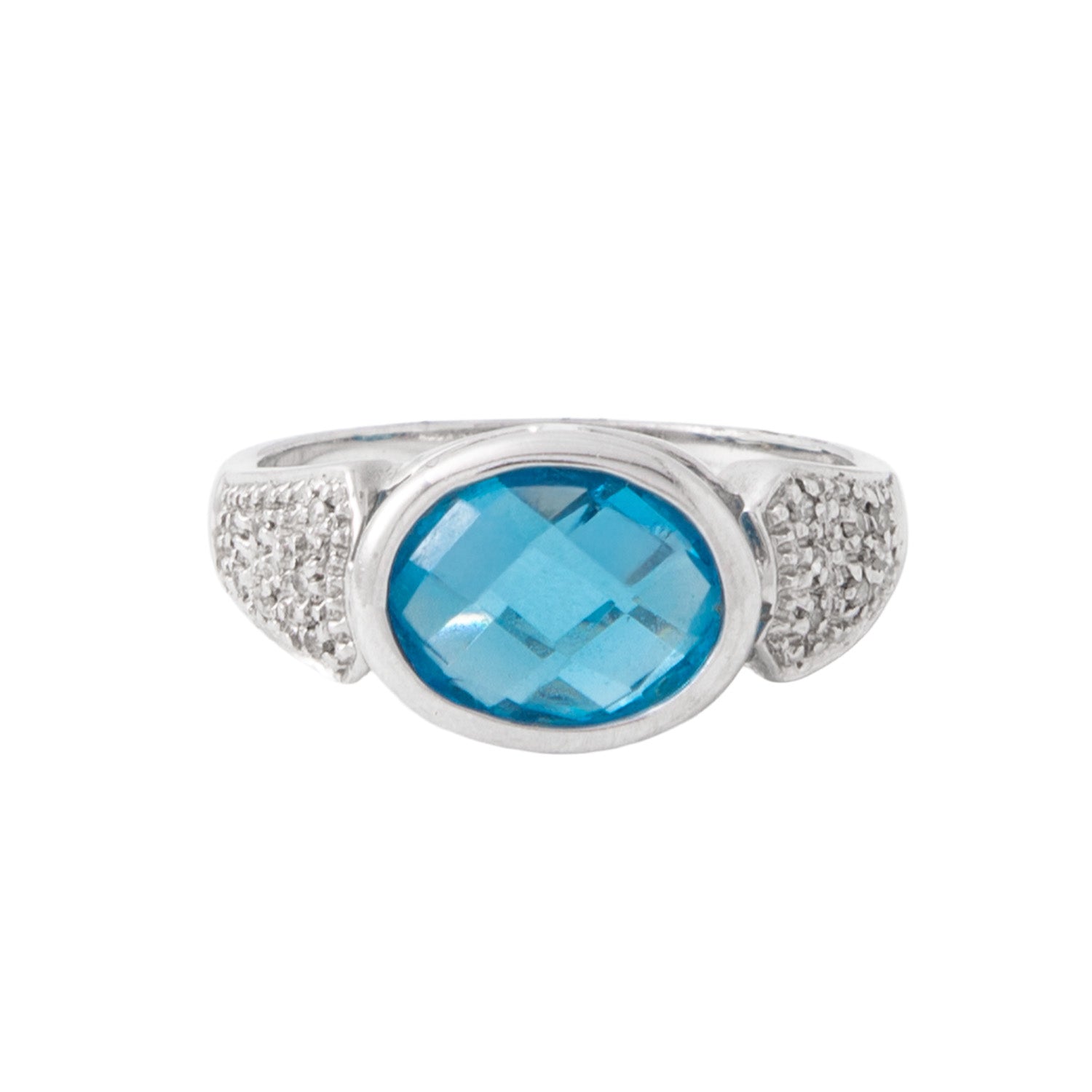Juego de Anillo y Aretes Piedra Topacio Celeste