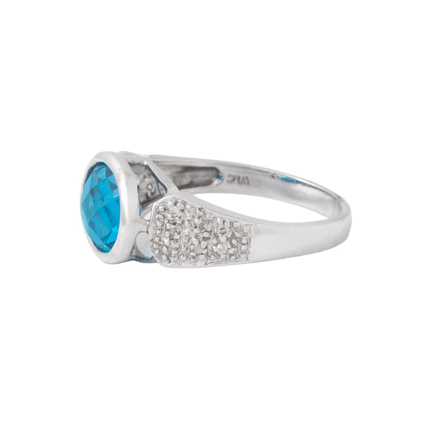 Juego de Anillo y Aretes Piedra Topacio Celeste