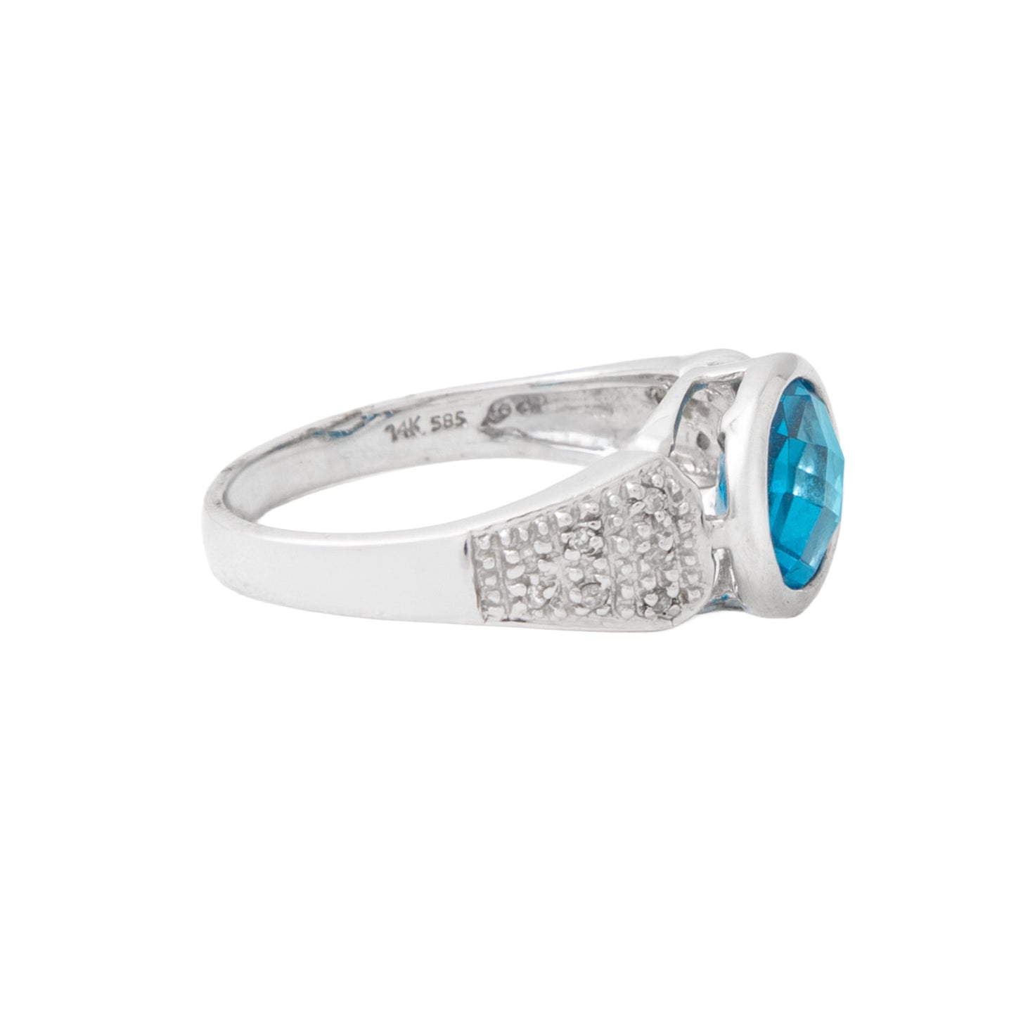 Juego de Anillo y Aretes Piedra Topacio Celeste