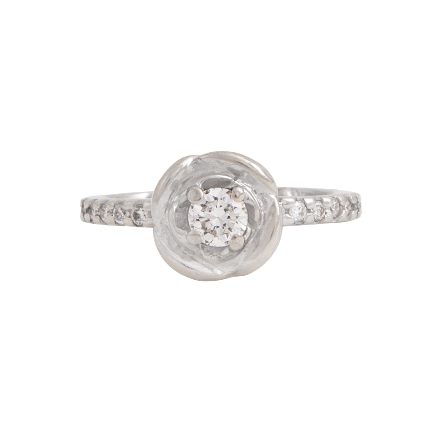 Anillo Solitario Diseño Rosa
