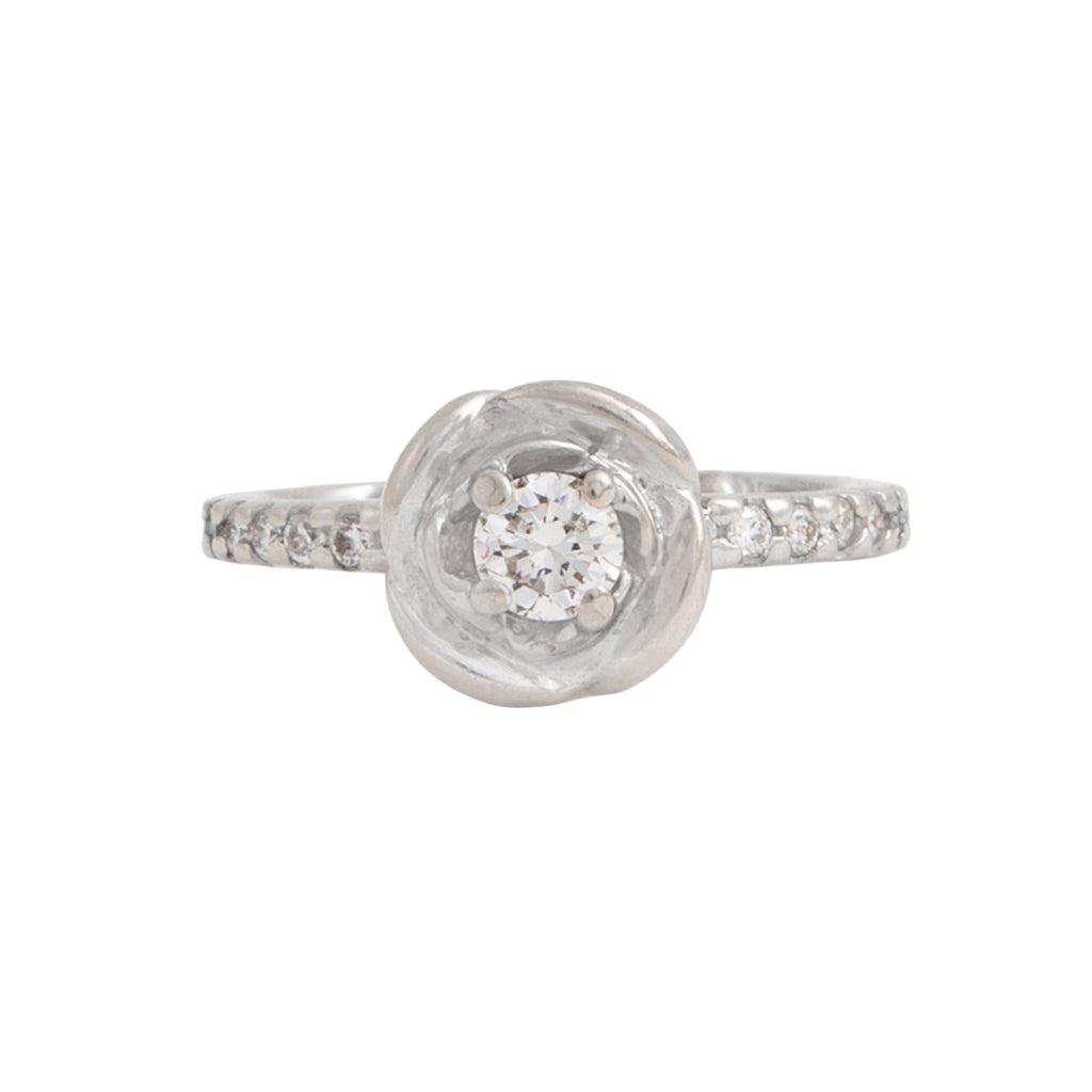 Anillo Solitario Diseño Rosa