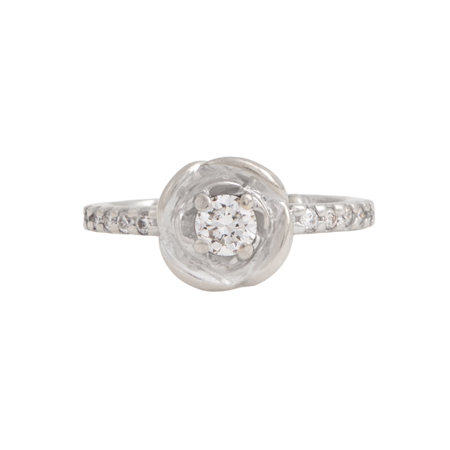 Anillo Solitario Diseño Rosa