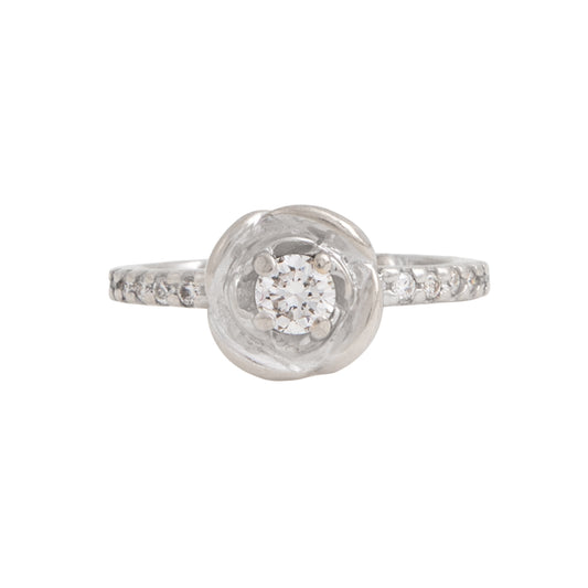 Anillo Solitario Diseño Rosa